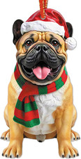 Bulldog Christmas Ornaments 2025-2D Acrylic Dog Ornaments for Christmas Tree Dec