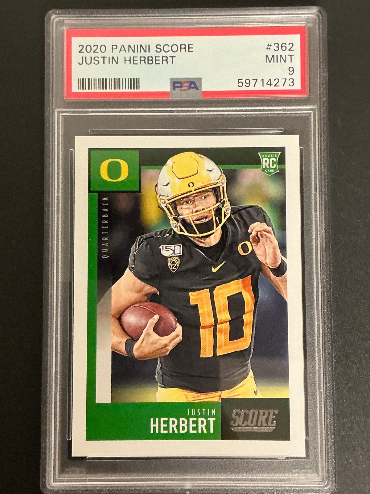 2020 Panini Score #362 Justin Herbert RC PSA 9 MT 273