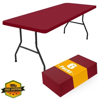 Smiry 6pk Wine Red Fitted Picnic Tablecloth Waterproof 30''x96''