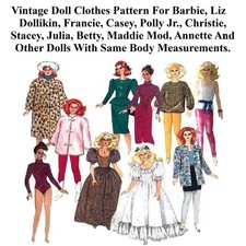 Barbie Doll Clothes Pattern, Will Fit Many 11-1/2" Dolls