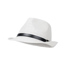 Straw Trilby Fedora Hat for Men Women 1920s Panama Hat Short Medium White-p