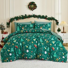 Christmas King Comforter Set 7 Pieces, Christmas Tree Reindeer Snowman Car Pa...