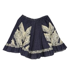 Square Up Dance Skirt M L Western Rockabilly Blue Floral Lace Rodeo Festival