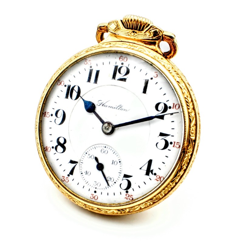 1927 Hamilton 16S 21J Railroad Grade 992 Double Roller Pocket Watch #WB5323-5