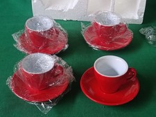 SERVIZIO SET 4 TAZZINE DA CAFFÈ + PIATTINI STILE LAVAZZA NUOVE CON SCATOLA. DF9