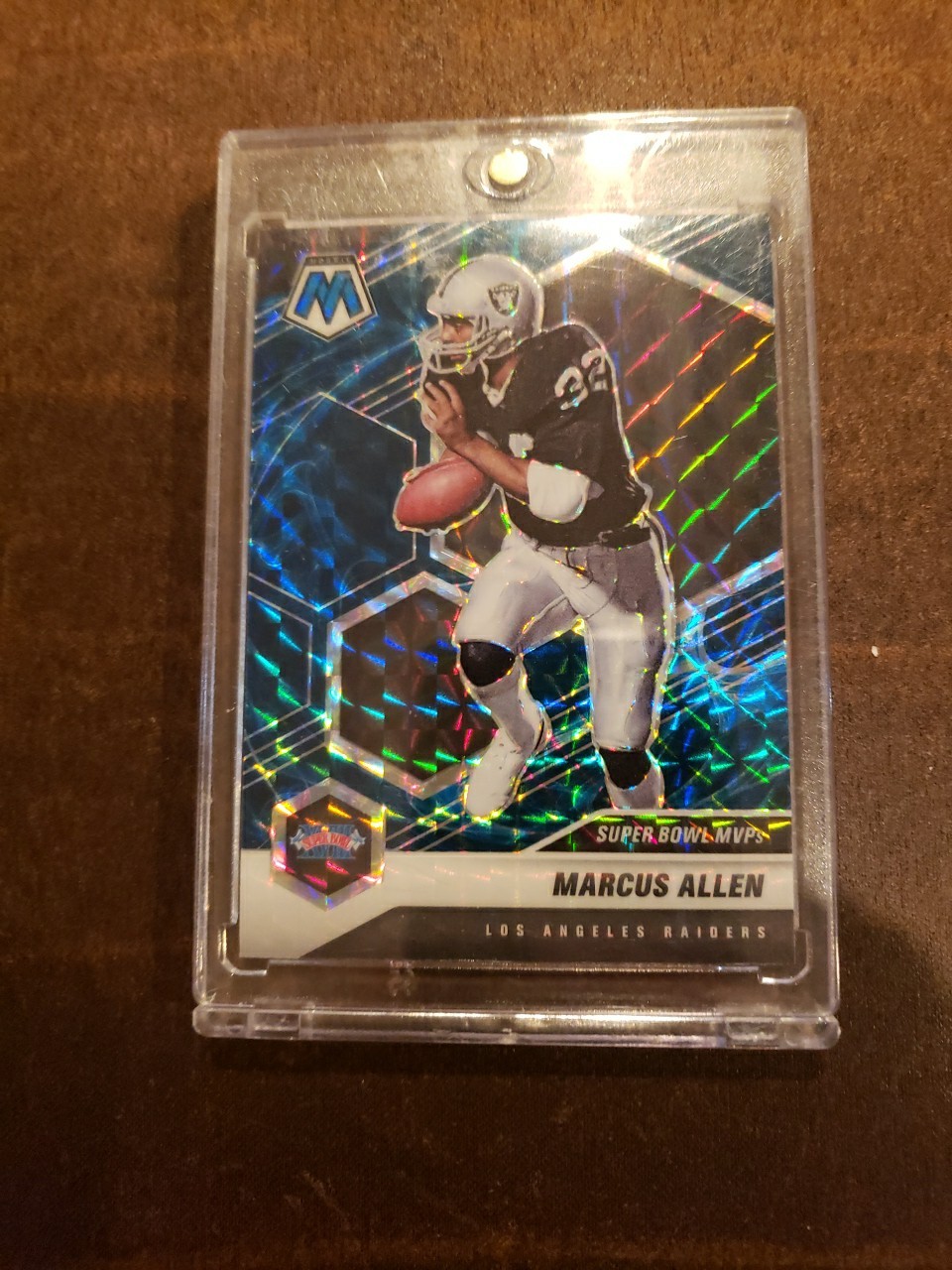 2021 Panini Mosaic Super Bowl MVPs Marcus Allen Genesis Mosaic Prizm Case Hit 