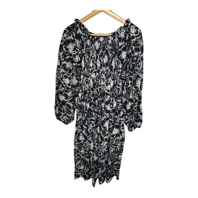 Mille Resort & Travel Catherine Maxi Dress Black Hibiscus Floral Print Size XS