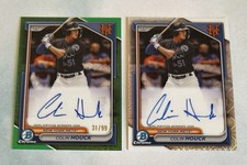 Colin Houck 2024 Bowman Chrome Green Mojo Refractor Auto #/99 & Base Auto Mets