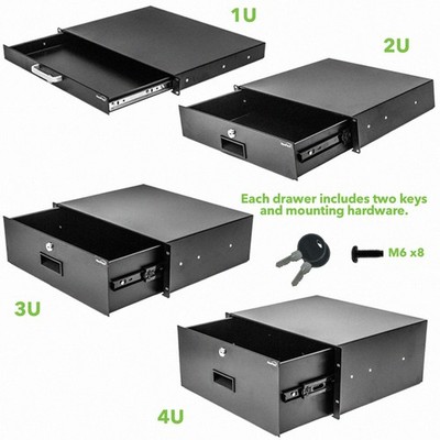 Server Cabinet Case 19'' Rack Mount DJ Locking Lockable Deep Drawer with Key