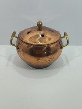 Brass/copper pot lidded potpourri vintage