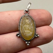 ANCIENT ROMAN STYLE SILVERED PENDANT WITH INTAGLIO