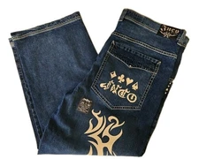 JNCO Gambler Denim Jeans NWOT Mens 42x30 Tribal Limited Dark Stone