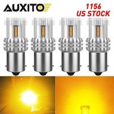 4pcs AUXITO 1156 BA15S 7506 Amber LED Brake Turn Signal Light Canbus Bright HUS