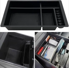 Center console storage box with tray accessories and armrest storage