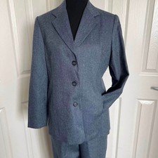 Talbots Petites 2 Piece Blue Tweed Wool Pant Suit Size 8 Petite - WORN ONCE