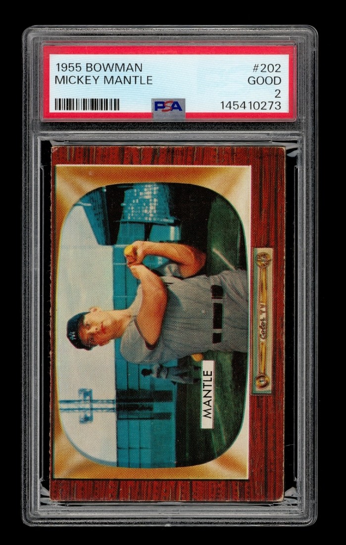 1955 Bowman Set-Break #202 Mickey Mantle PSA 2 GOOD