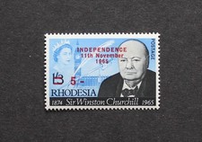 RHODESIA - 1966 SCARCE CHURCHILL O/P 5/- INDEPENDENCE UNUSED MINT RR