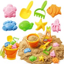 Beach Sand Toys Set for Toddlers Portable Travel Beach Toys with Sunset Orange