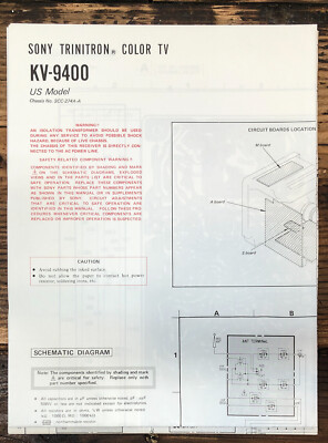 Sony KV-9400 TV  Large Fold Out Schematic *Original*