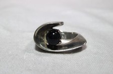 Vintage Taxco Mexico Sterling Silver Amethyst Modernist Ring Size 6 1/2 K1793