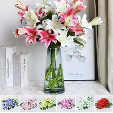 10 Heads Artificial Fake Lily Silk Flowers Bunch Home Wedding Party Garden Decor