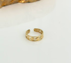 Yellow Gold - Waterproof Band, Adjustable 14k Solid Gold Geometric Toe Ring,