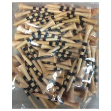 500 x 2 3/4" Wooden Golf Tees with Height Indication Natural w/ Black Stripes