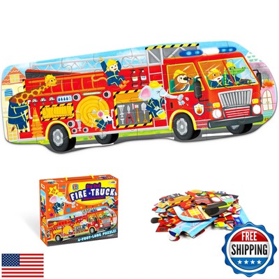 Big Red Fire Truck 4-Foot Long Jumbo Floor Puzzle - 24 Extra-Large Pieces, Fu