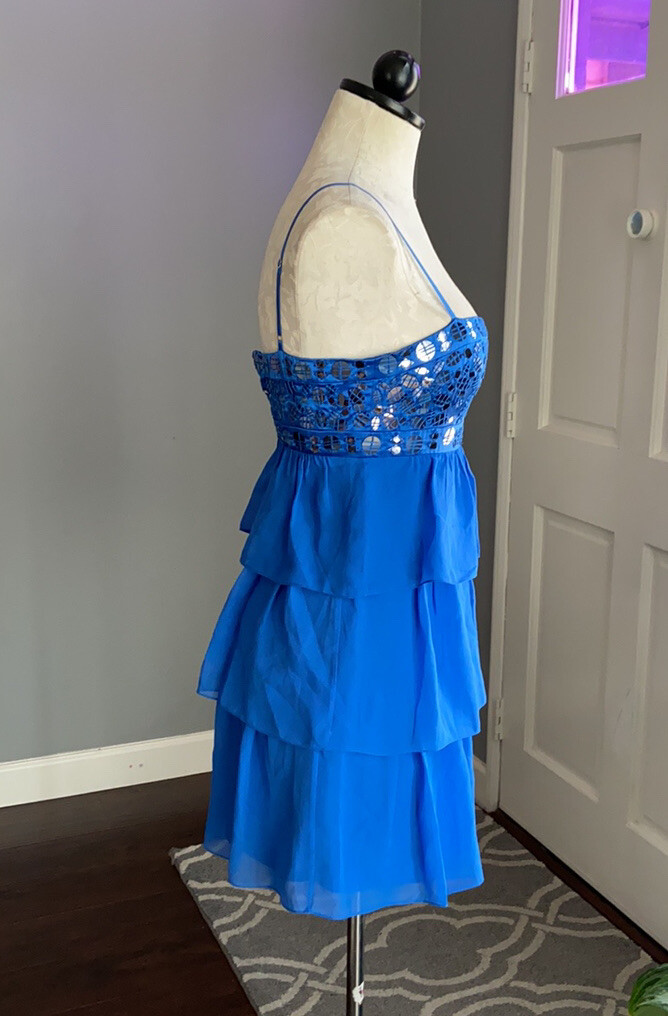 bcbg max azria blue sequin dress BCBGMAXAZRIA Caterina Sequin Feather Dress