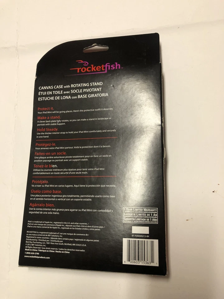 Rocketfish RF-PDMWAX13-BK Canvas Case for Apple iPad Mini new⚡️ - Image 3 of 3