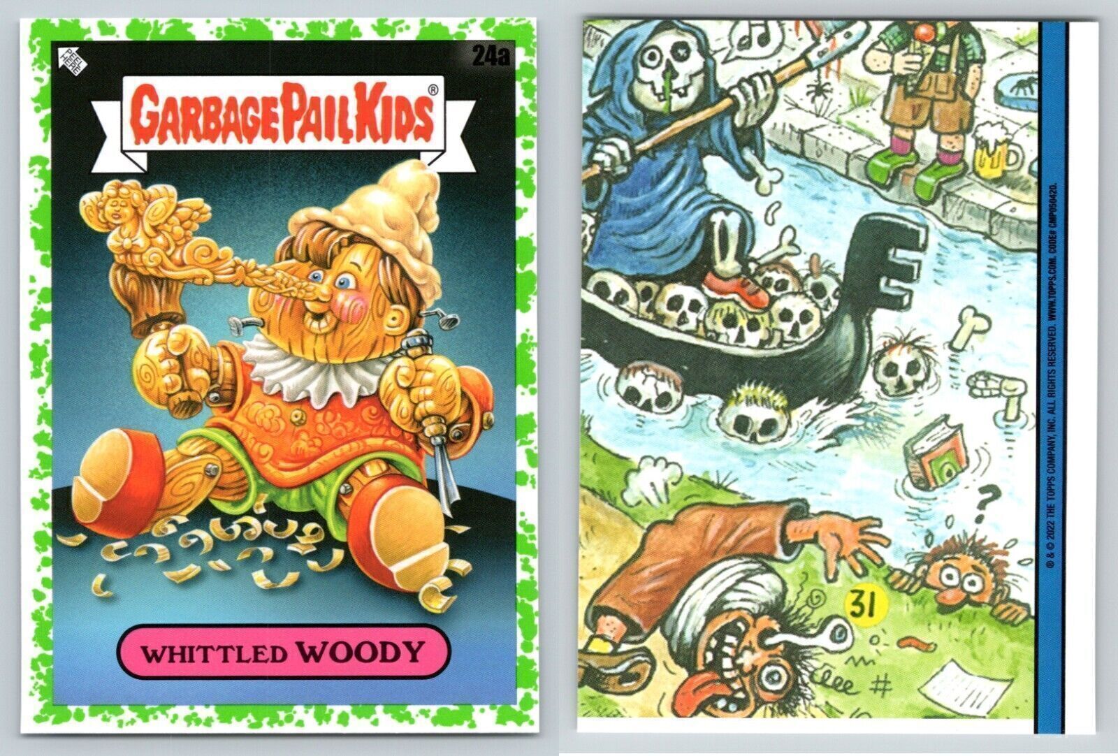 2022 GPK Book Worms Whittled Woody 24a Green Parallel NM+ Card