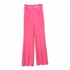 VTG 70s Bell Bottom Disco Pants Flare Polyester 26" Waist Hot Pink Barbie Party