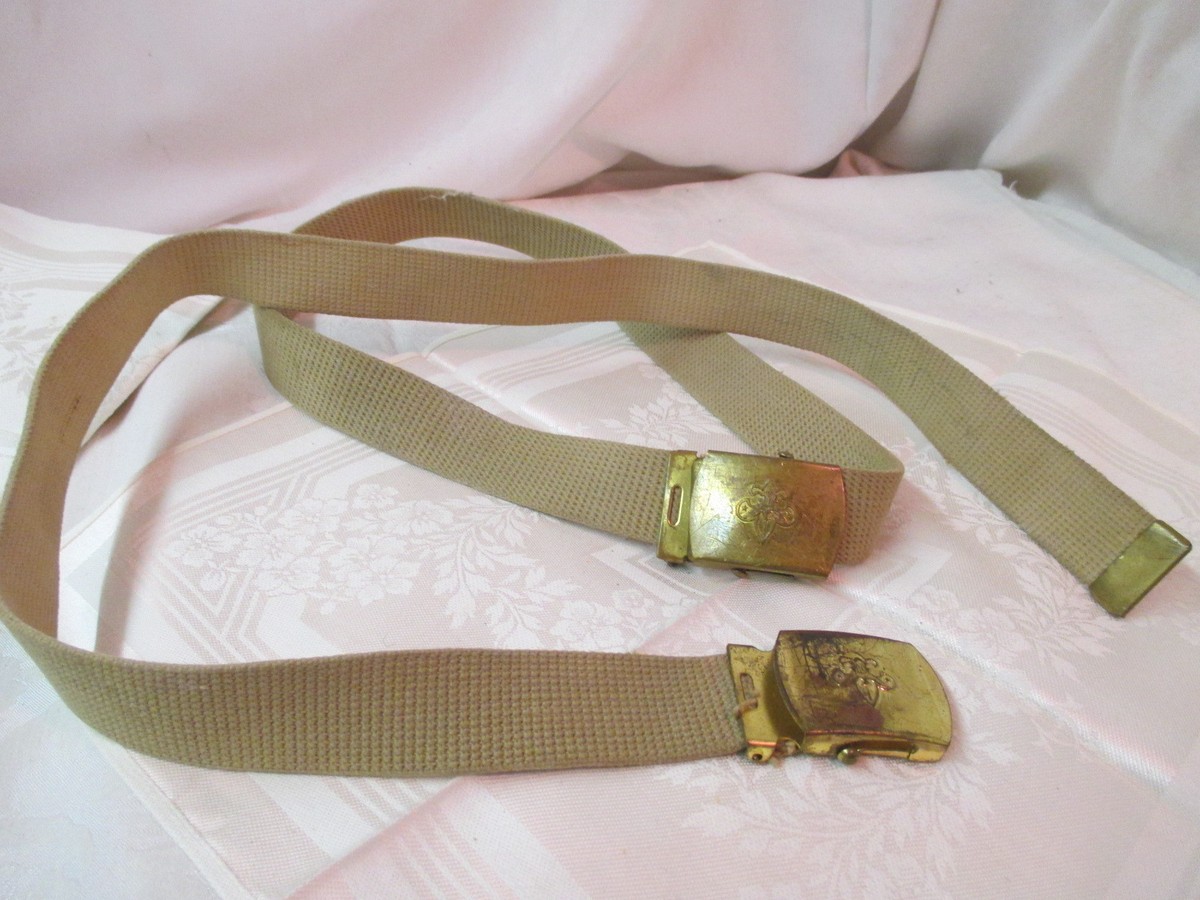 2 vintage canvas belts Vintage Tan Canvas Belt With Double Adjustable Buckles  main image 2