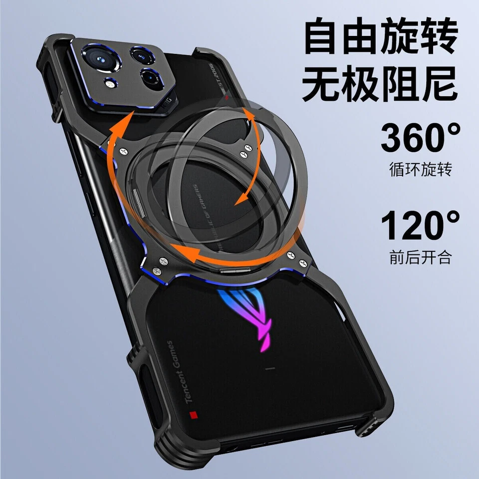 Para Asus ROG Phone 9 Pro, Lujo Forma X Aluminio Metal Anillo Parachoques Estuche Cubierta Foto 4 de 4