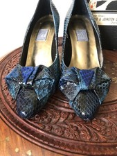 Deep Blue J Renee Genuine Snakeskin Heels, 8M