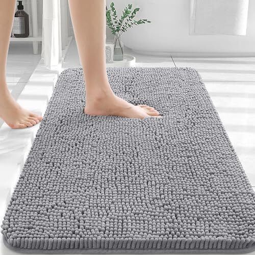 OLANLY Bathroom Rugs 30x20, Extra Soft Absorbent Chenille Bath Rugs, Rubber Back