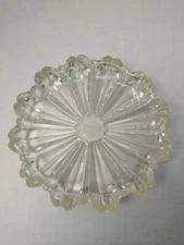 Vtg Crystal Clear Glass Cigar Cigarette Ashtray 5" Round Starburst Mid-Century 