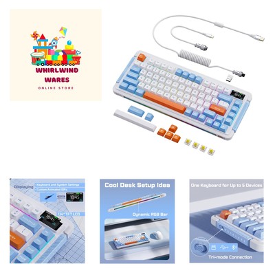Wireless Mechanical Keyboard, Hot-swappable Wired/Bluetooth 5.0/2.4G Wireless...