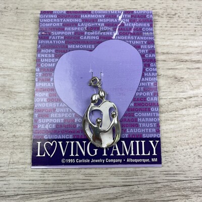 Vintage Loving Family Necklace NEW 1995 Two Parents Two Kids 8  Chain