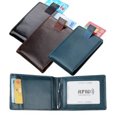 Mens Slim Wallet with Money Clip Leather RFID Blocking Bifold Credit Card Holder