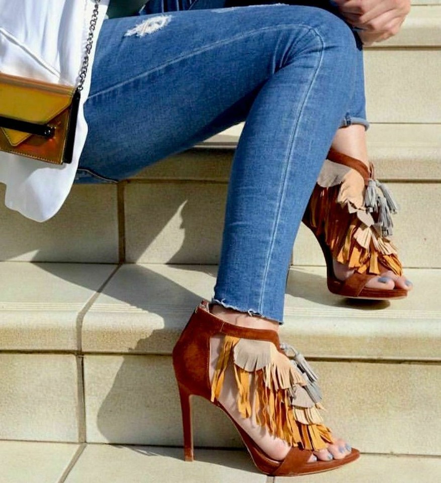 ZARA HEELS SHOES SANDALS WITH TASSEL ANKLE BOOTS ZIP EUR 36 37 OR 38