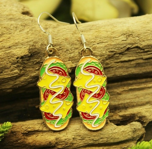 SUB SANDWICH EARRINGS Cute Novelty Adorable Mini Food Hamburger Funny Hungry - 第 1/3 張圖片