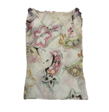 EMPORIO ARMANI SWIMWEAR Top canotta mesh bianco fantasia floreale Tg IT 42/M