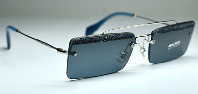 MIU MIU SOCIETE SMU59T KJT-2K1 SILVER BLUE GLITTER SQUARE  display picture 1