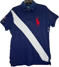Vintage Polo Ralph Lauren Yacht Club Polo Shirt Mens Large Navy Blue Custom Fit