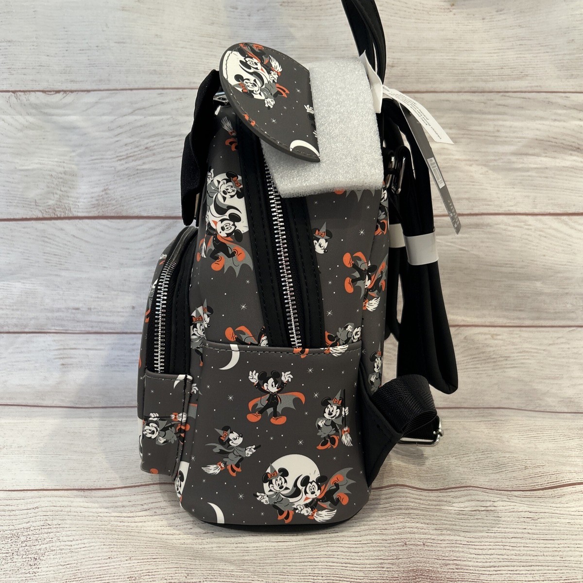 Loungefly Disney Mickey Minnie Halloween Vamp Witch AOP Mini Backpack Loungefly Disney Grey Mickey Vampire Minnie | Mercari main image 4
