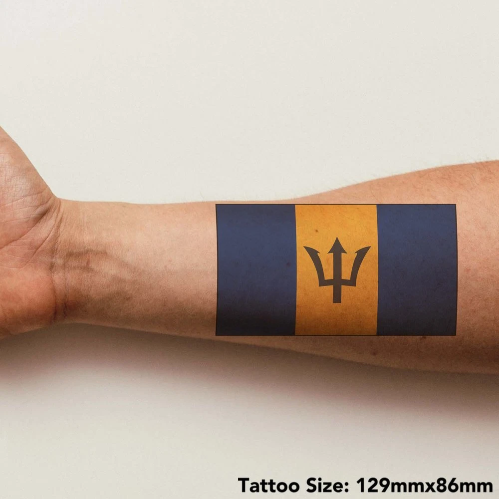 Large 'Barbados Flag' Temporary Tattoo (TO00030631)