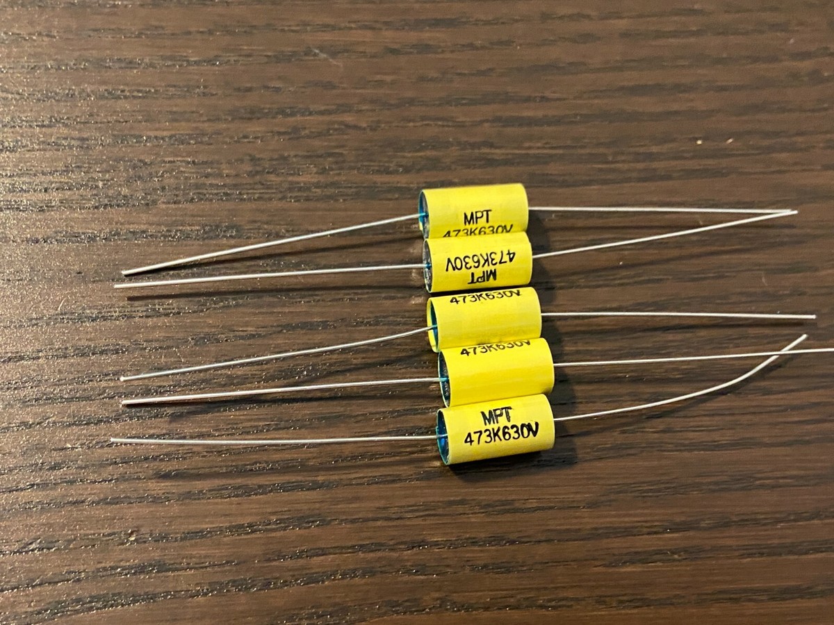 Qty 5 New .047 uf 630v Yellow Film Capacitors Guitar Tube Amp Tone