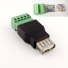 USB 2.0 Type A Female to 5 Pin Screw with Shield Terminal Plug Adapter Connector