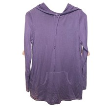 J.Jill Small Relaxed pullover hoodie Purple Bleaching on Arms